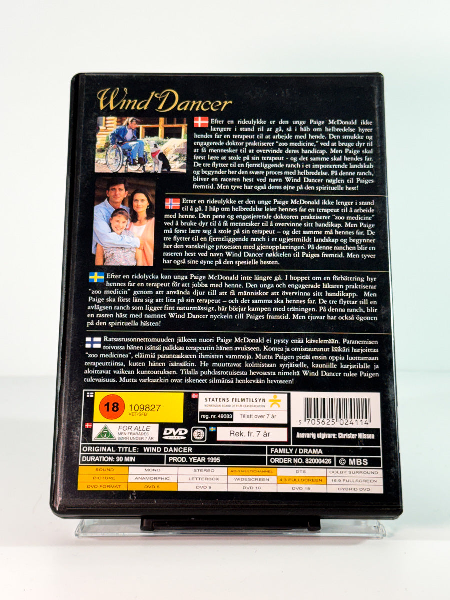 Bakside av cover til wind dancer, brukt DVD hos Brukbar Film