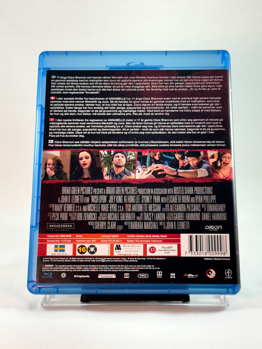 Bakside av cover til Wish Upon, brukt Blu-ray hos Brukbar Film