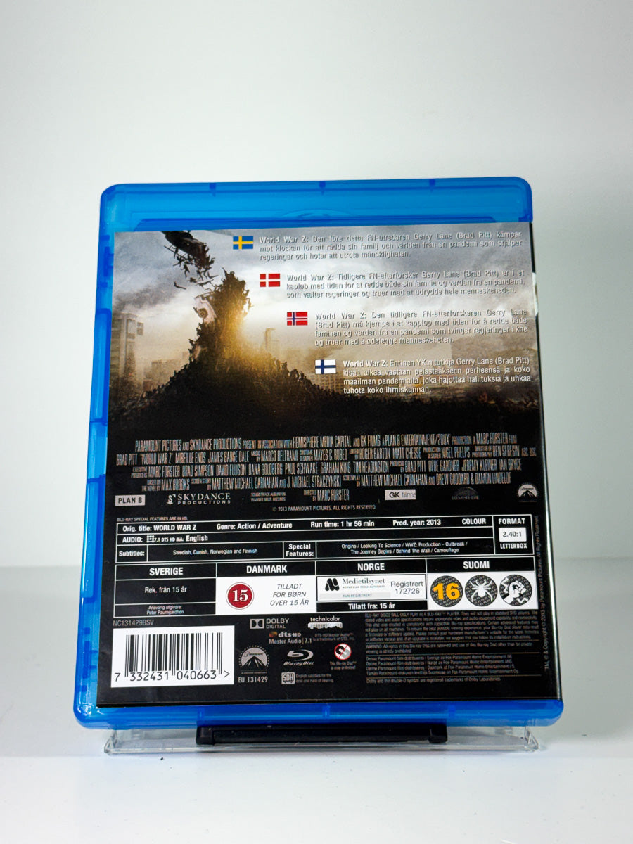 Bakside av cover til World War Z på Blu-ray