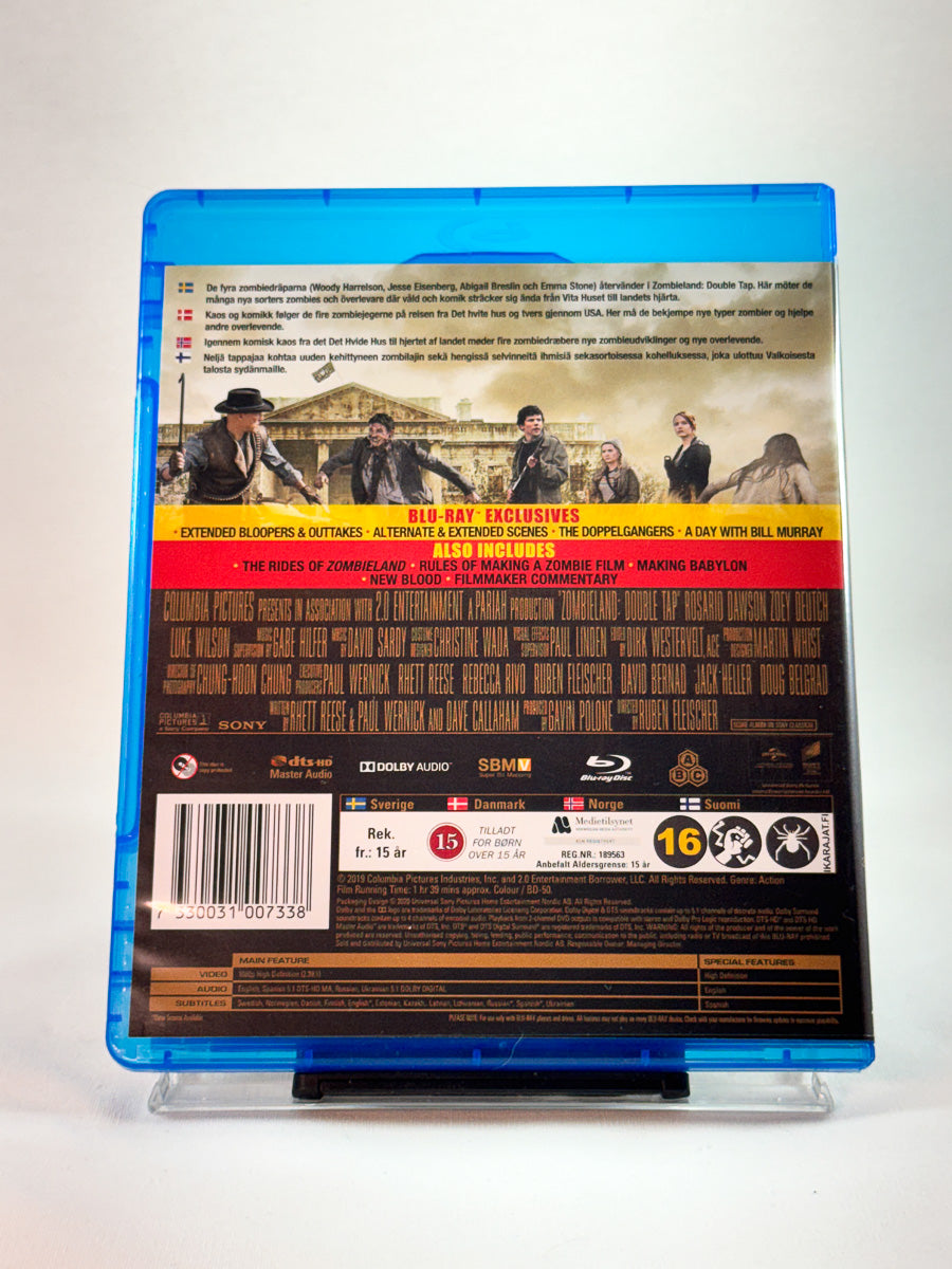 Bakside av cover til Zombieland: Double Tap, brukt Blu-ray hos Brukbar Film