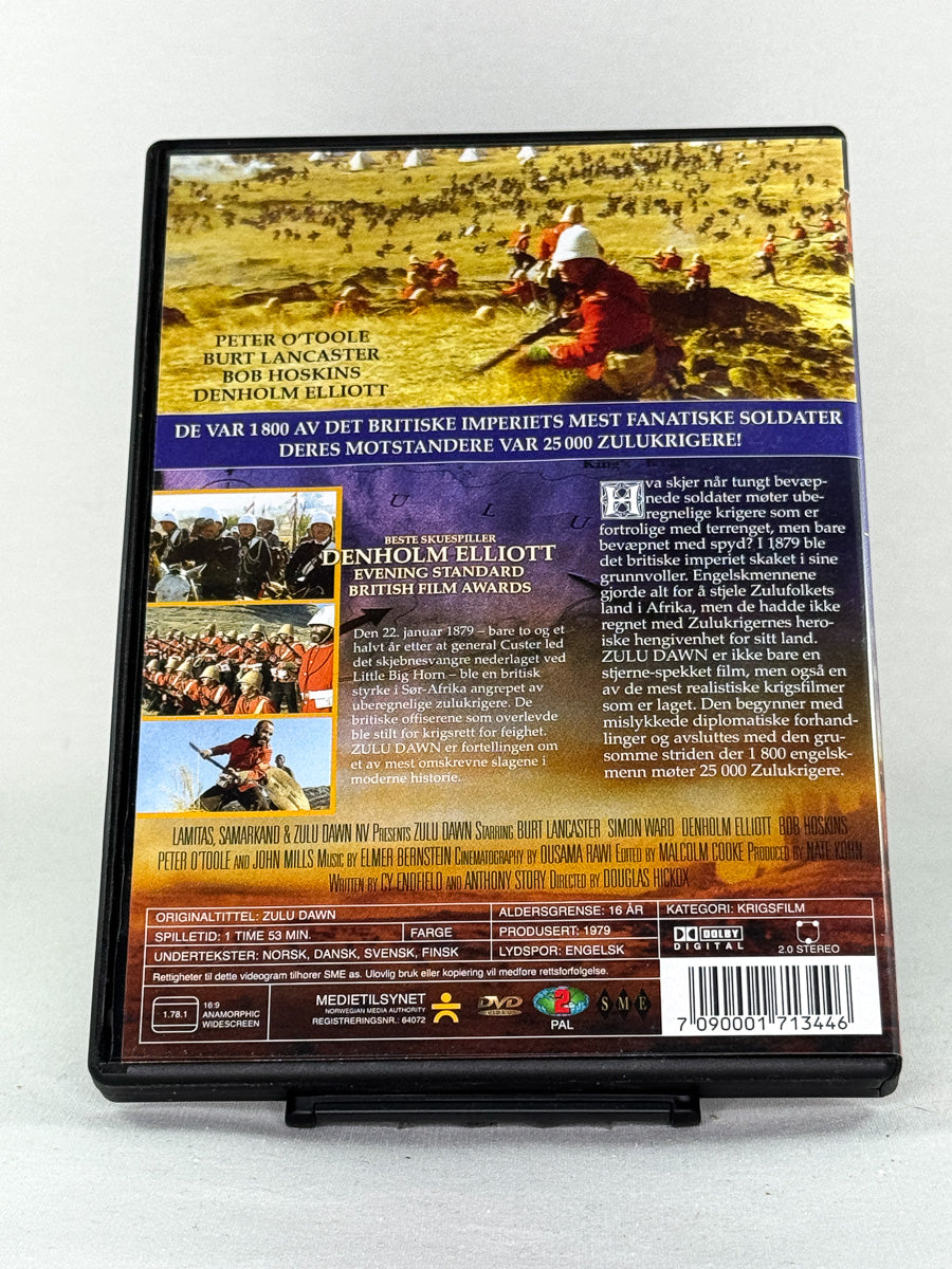 DVD-cover for filmen Zulu Dawn, bakside bruktfilm hos nettbutikken Brukbar Film