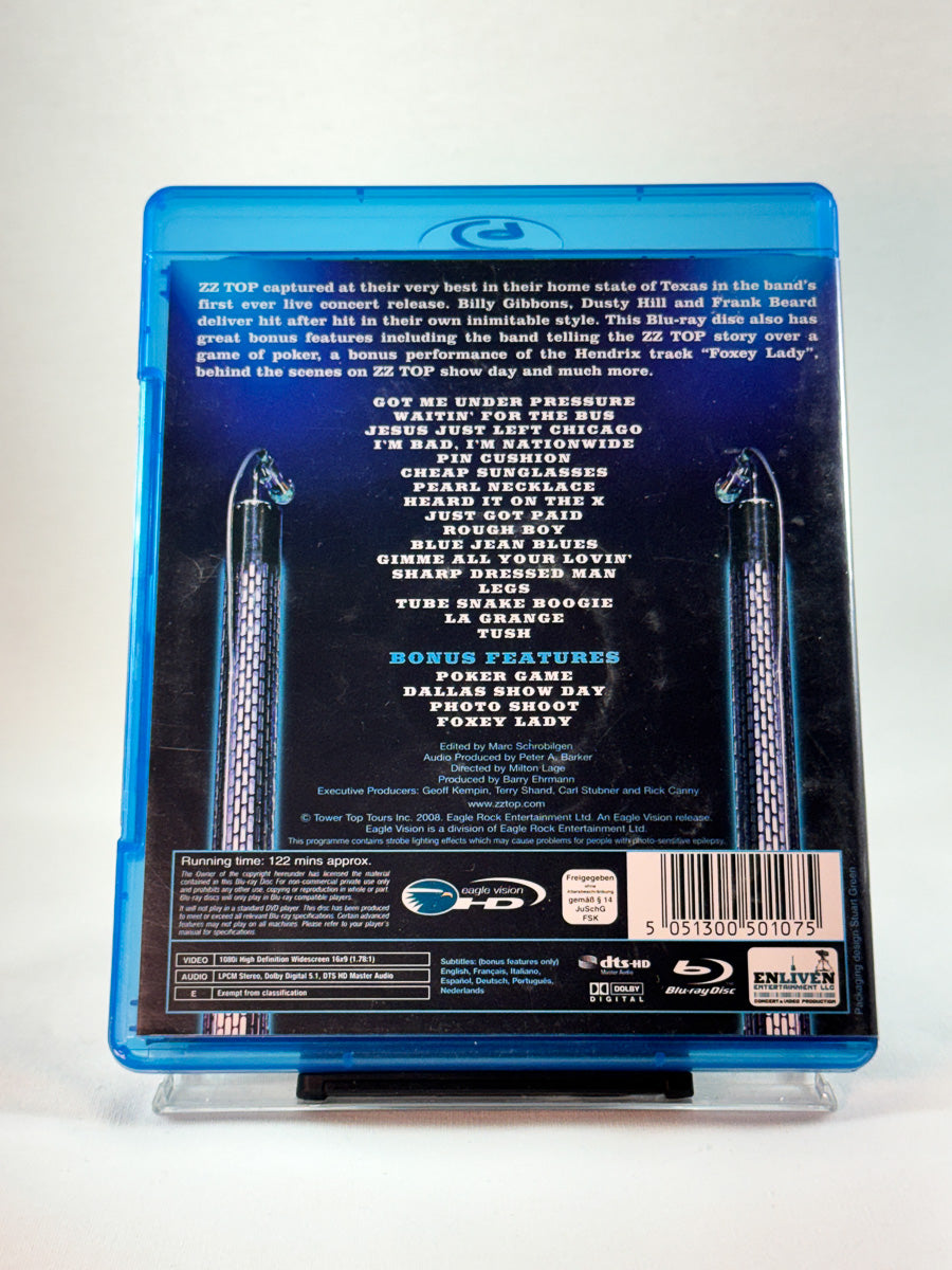Bakside av cover til ZZ Top: Live from Texas, brukt Blu-ray hos Brukbar Film